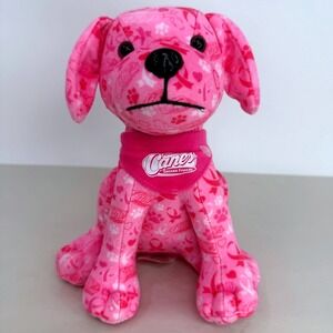 Raising Canes Pink Puppy Plush Breast Cancer Awareness Ribbon Dog Bandana Mascot